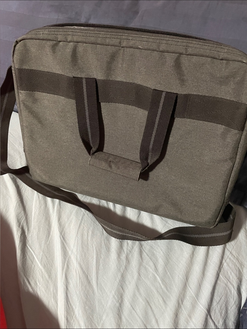 Men's Brown Canvas Messenger Bag - Slim Laptop Carry